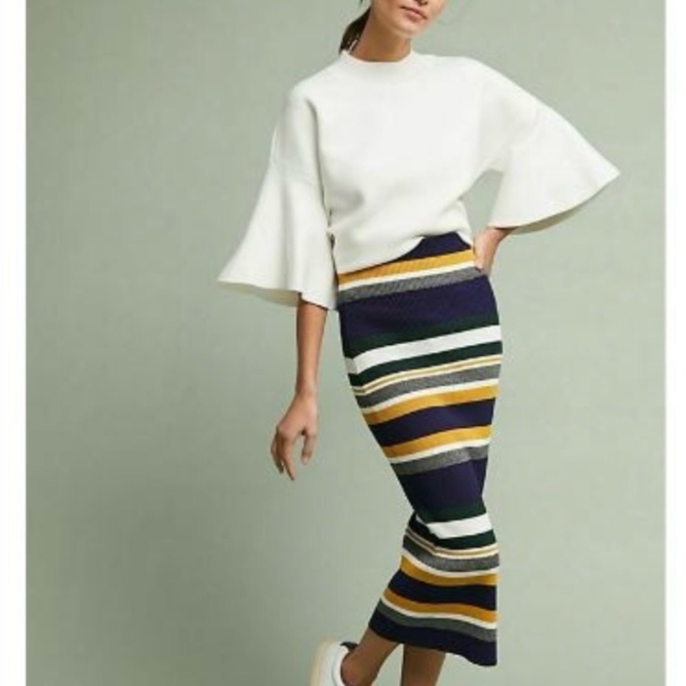 ANTHROPOLOGIE Callahan Greenwich Striped Knit Sweater Skirt Size M - Picture 2 of 12